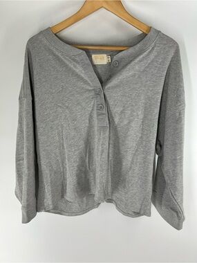 Nation LTD Light Gray Long-Sleeve Henley Top